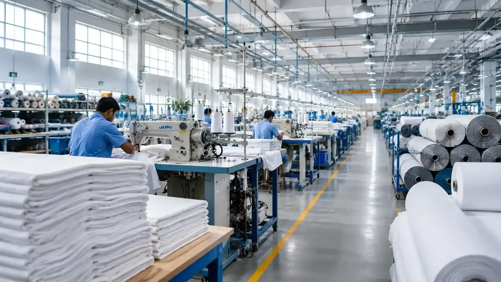 Textile factory floor in Pakistan — MZ Global Trading vetted sourcing network for international buyers in USA, UK and Europe