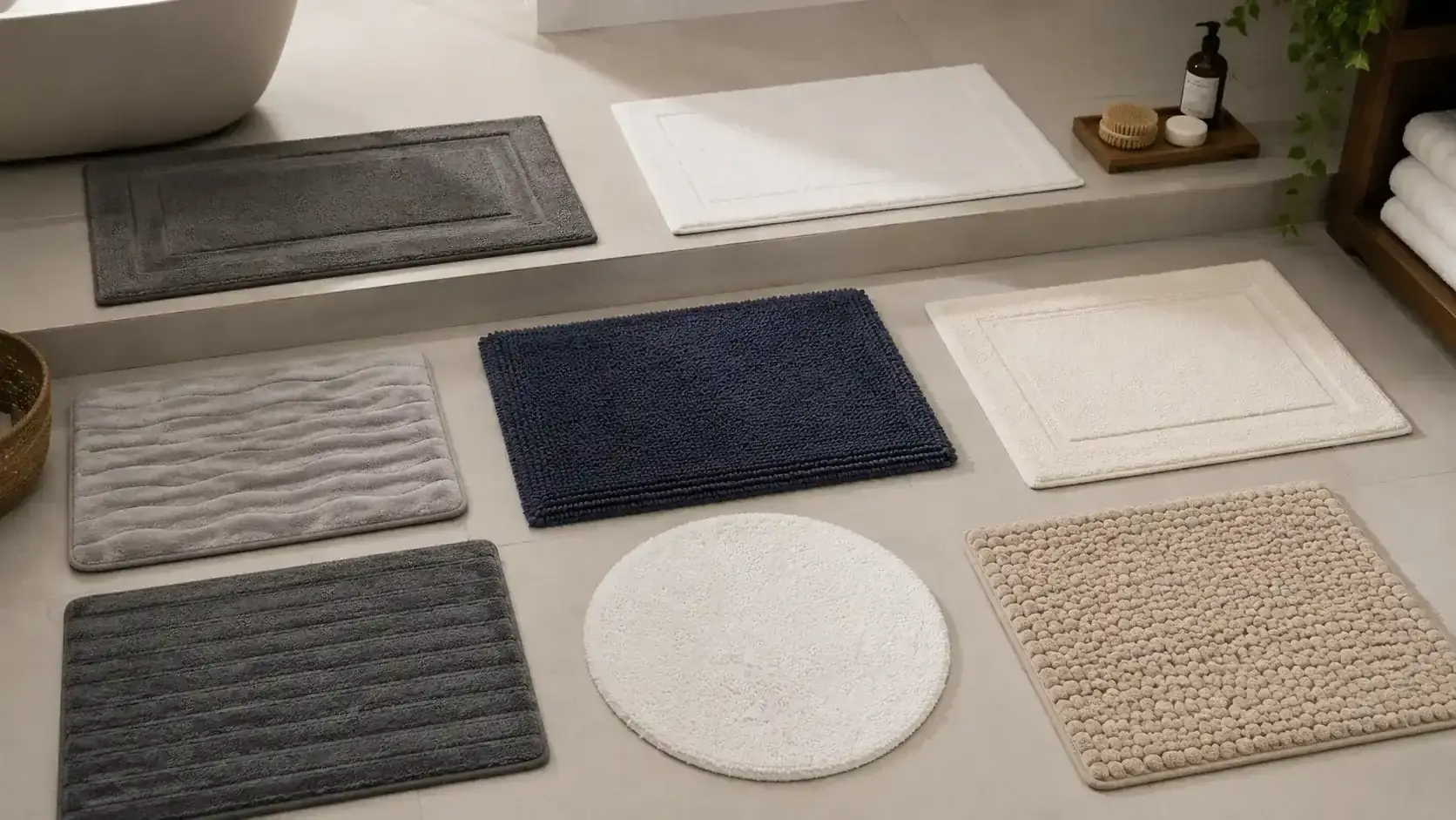 Pakistan bath mat manufacturer — OEM tufted and chenille bath mats with anti-slip backing for hotel and retail