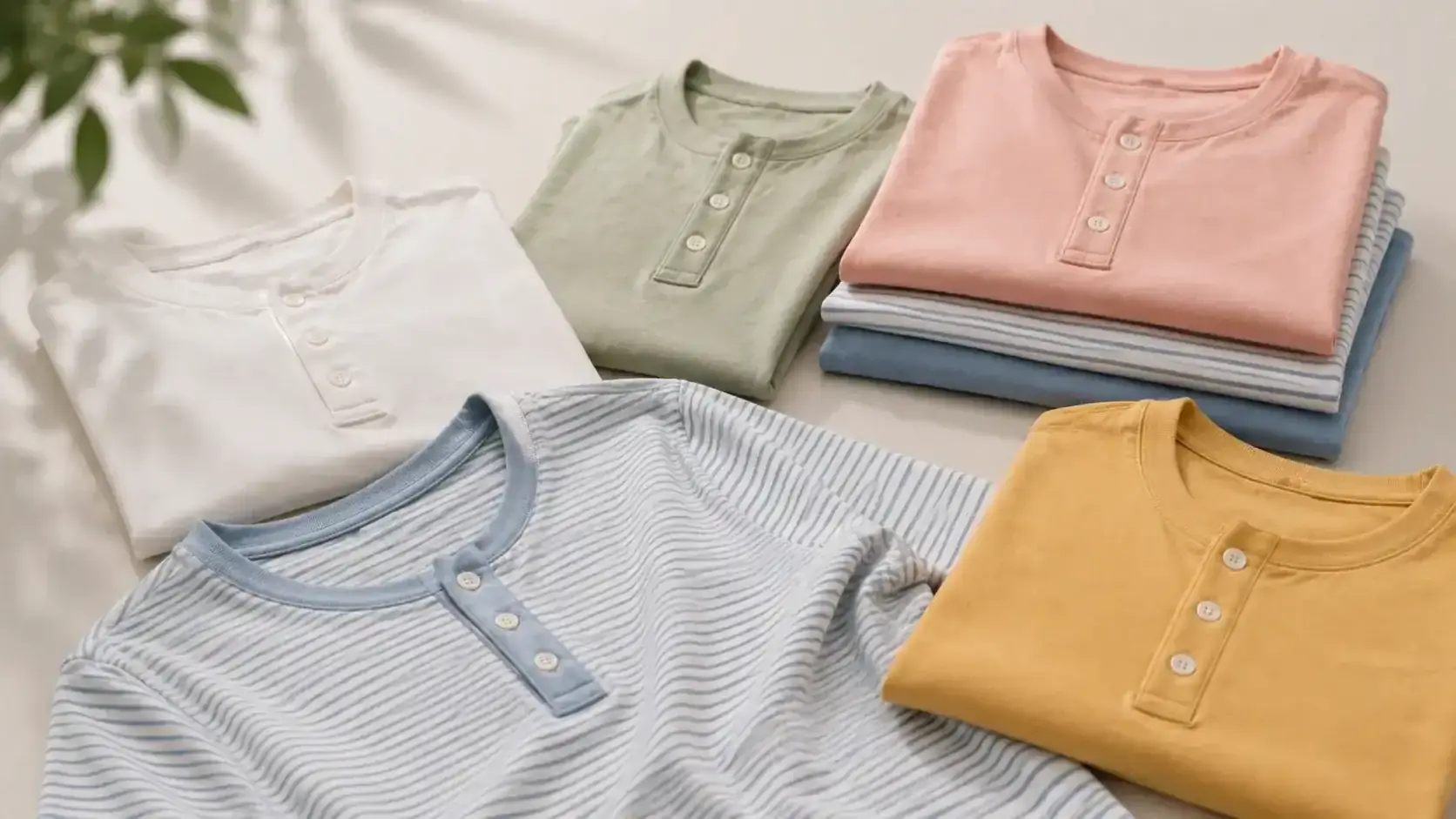 Pakistan henley shirt manufacturer — OEM single jersey and waffle knit henleys for casual and workwear programmes