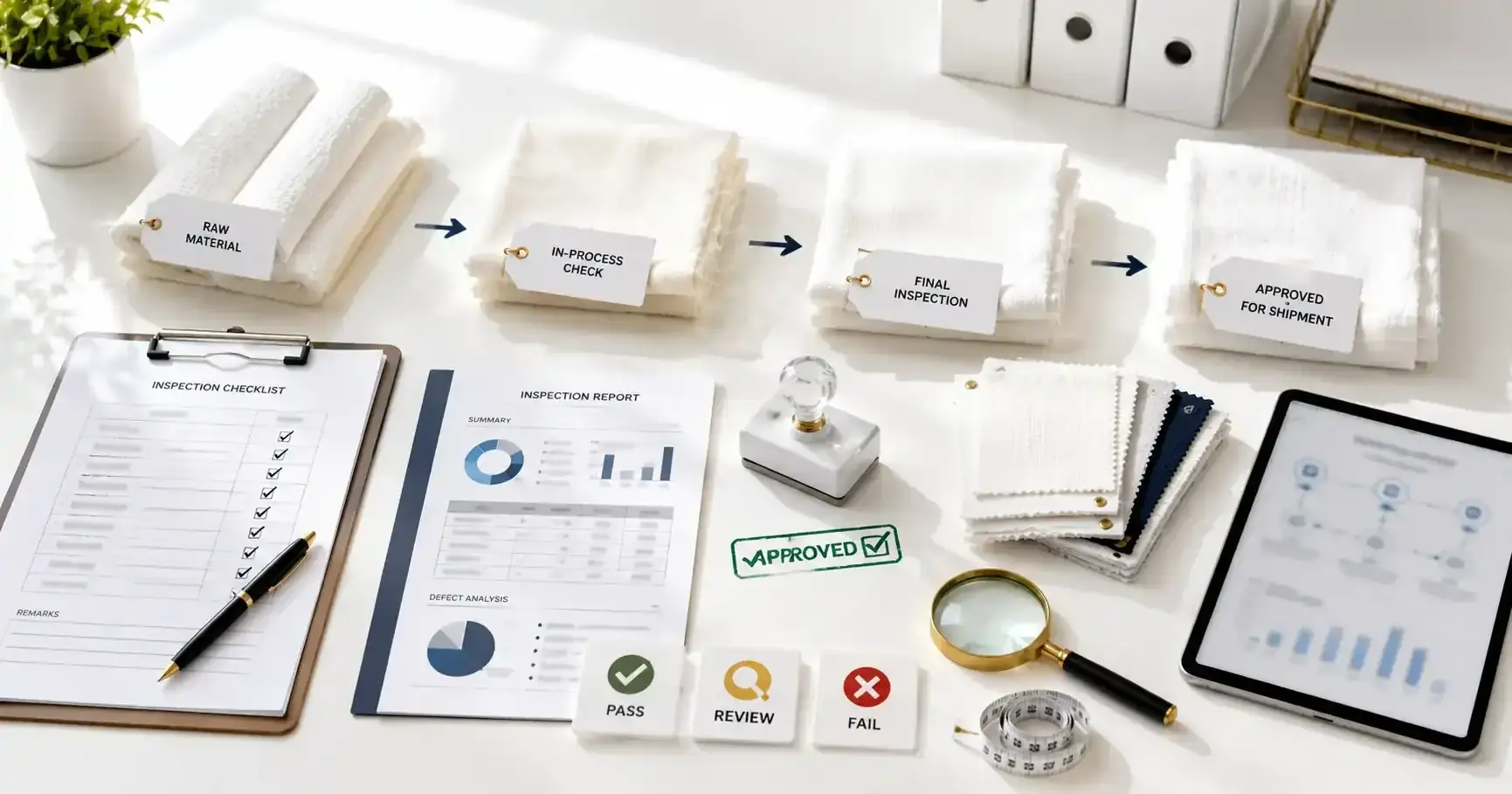 Textile inspection process — step by step shipment verification at MZ Global Trading